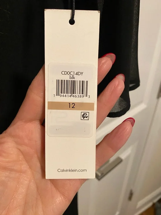 Calvin Klein Black Long-Sleeve Shift Dress with Bell Cuffs Perfect LBD - Picture 6 of 6